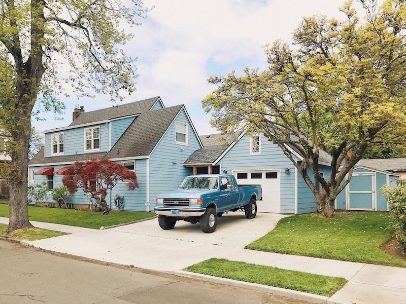Blue house in a property portfolio